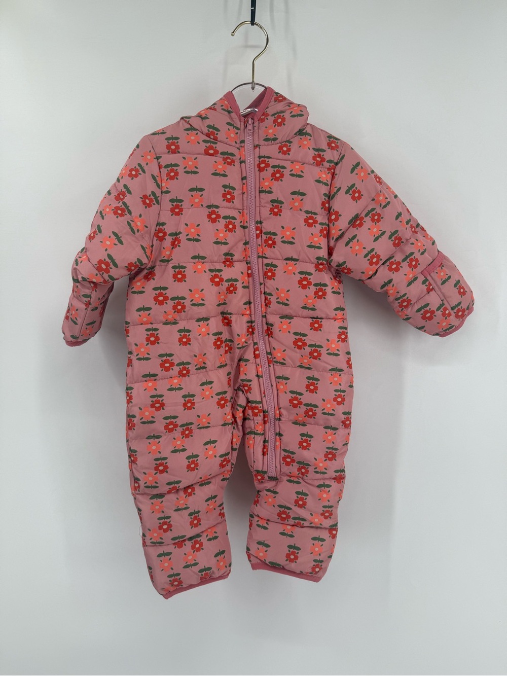MAISON ME baby pink floral snowsuit size 6 - 12 m